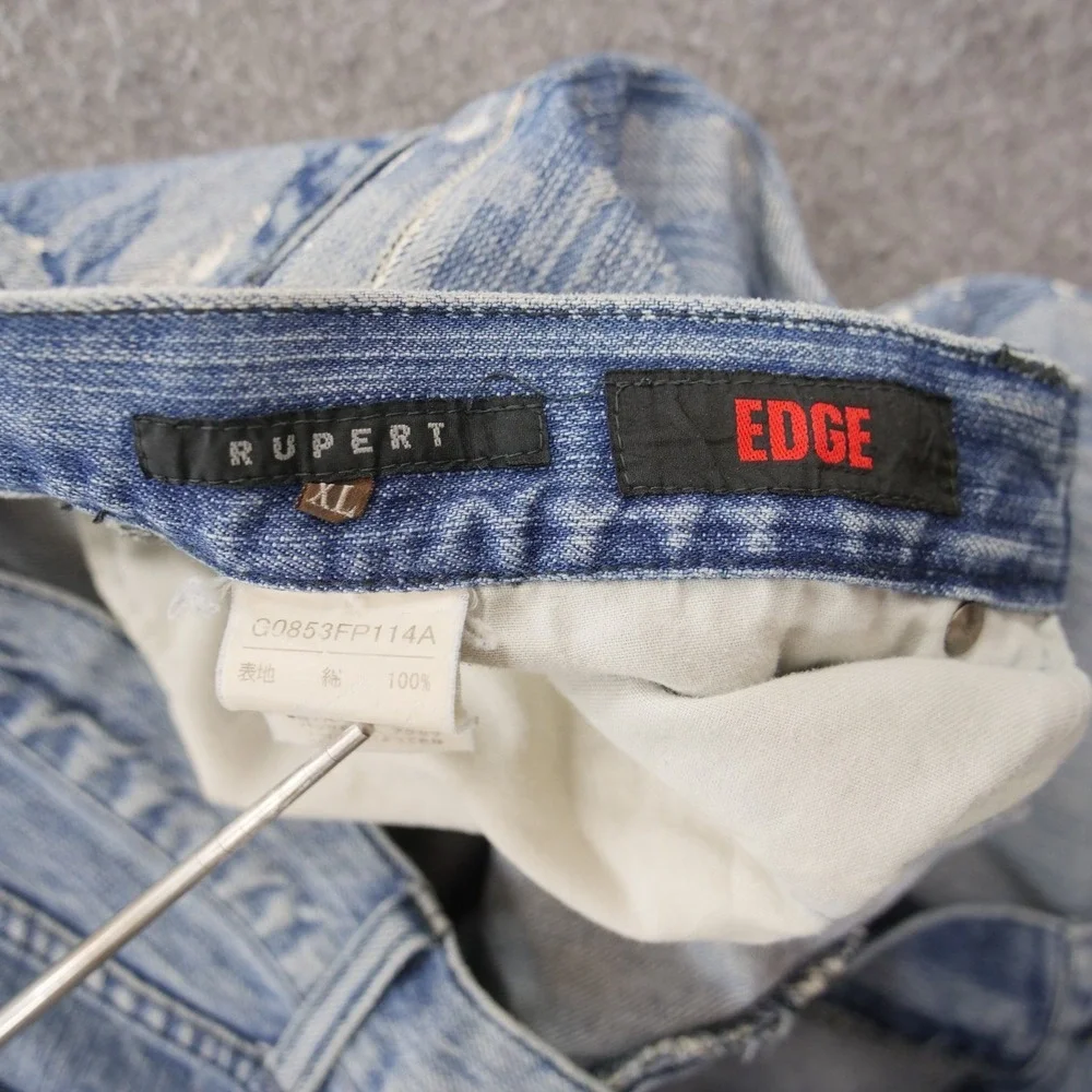 Rupert Edge Jeans Mens 32 XL Blue Straight Leg Japanese Denim Distressed